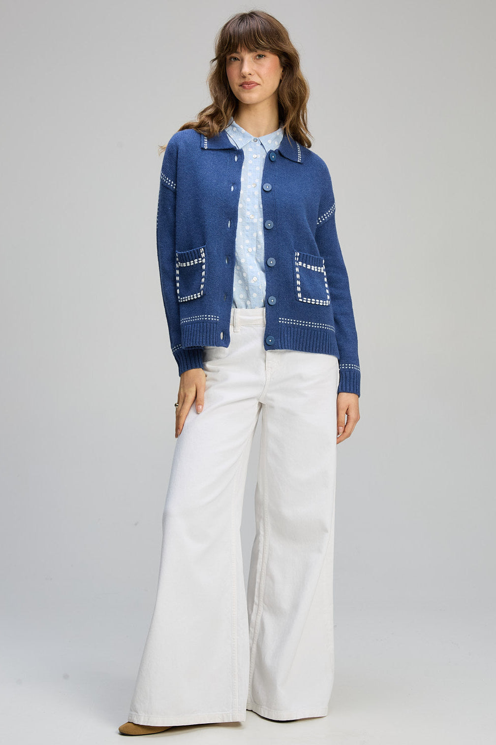 Z&P TAILORED CARDI - INDIGO - THE VOGUE STORE