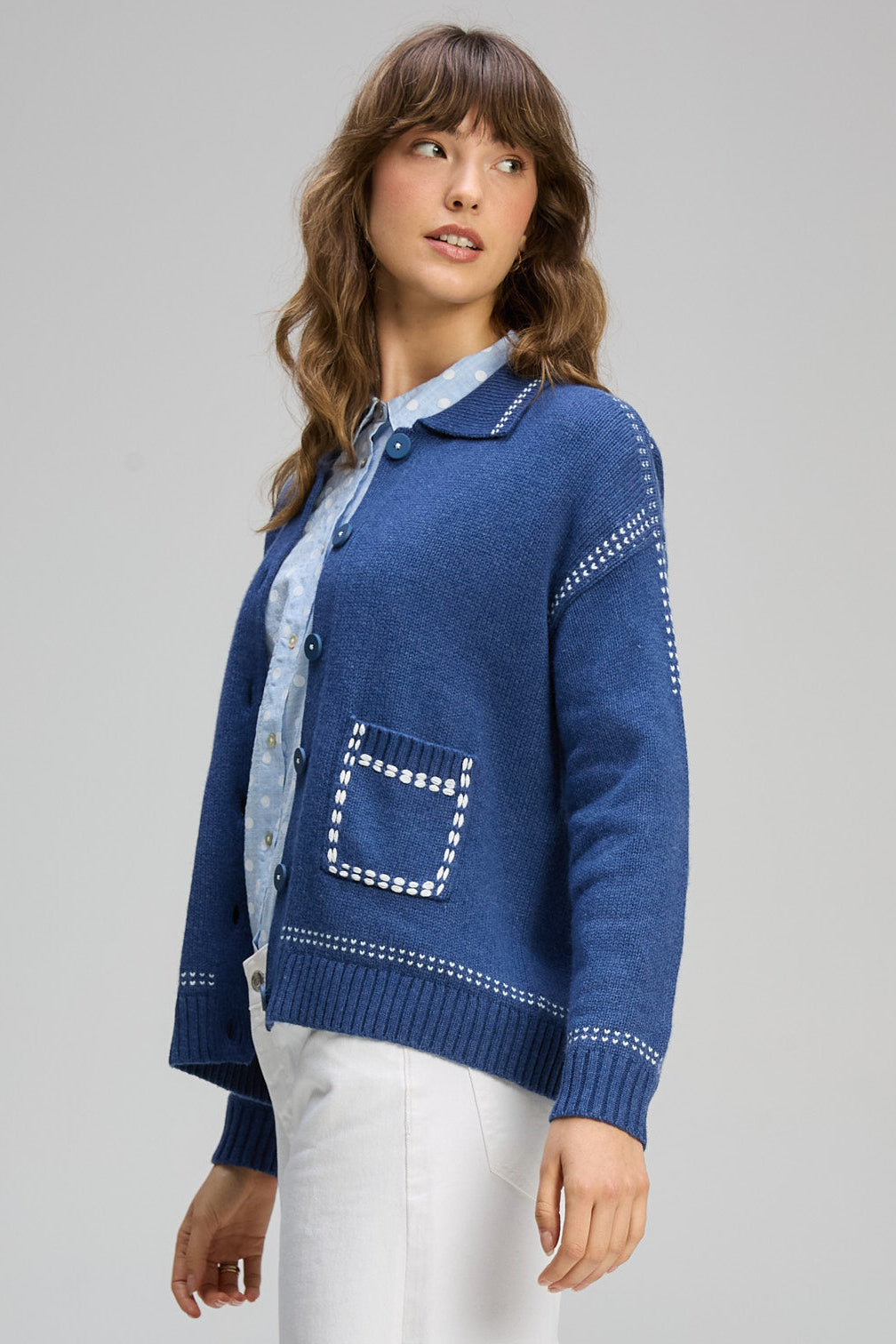 Z&P TAILORED CARDI - INDIGO - THE VOGUE STORE