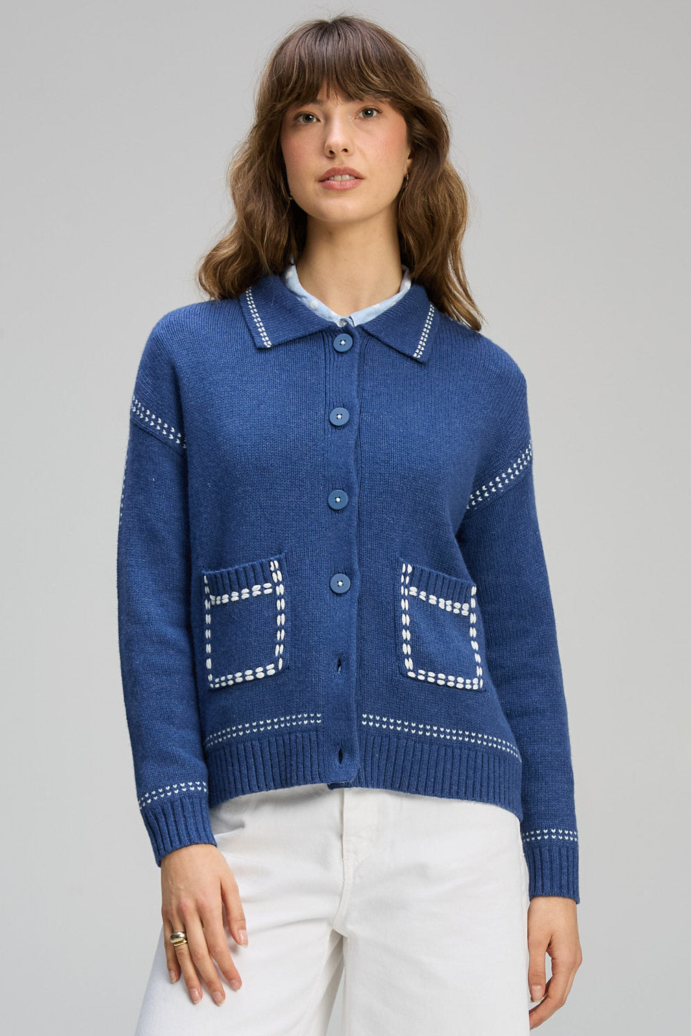 Z&P TAILORED CARDI - INDIGO - THE VOGUE STORE