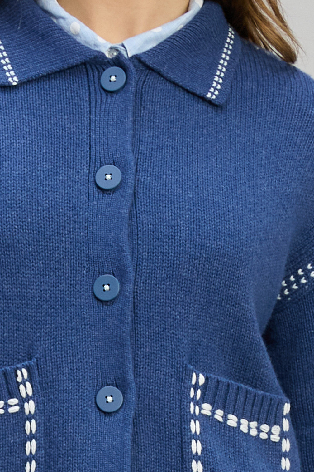 Z&P TAILORED CARDI - INDIGO - THE VOGUE STORE