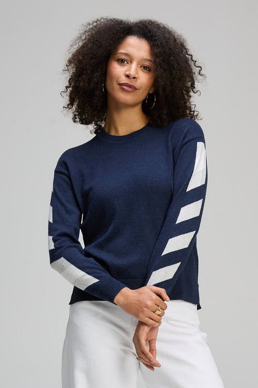 Z&P SLEEVE ACCENT JUMPER - DARK DENIM - THE VOGUE STORE