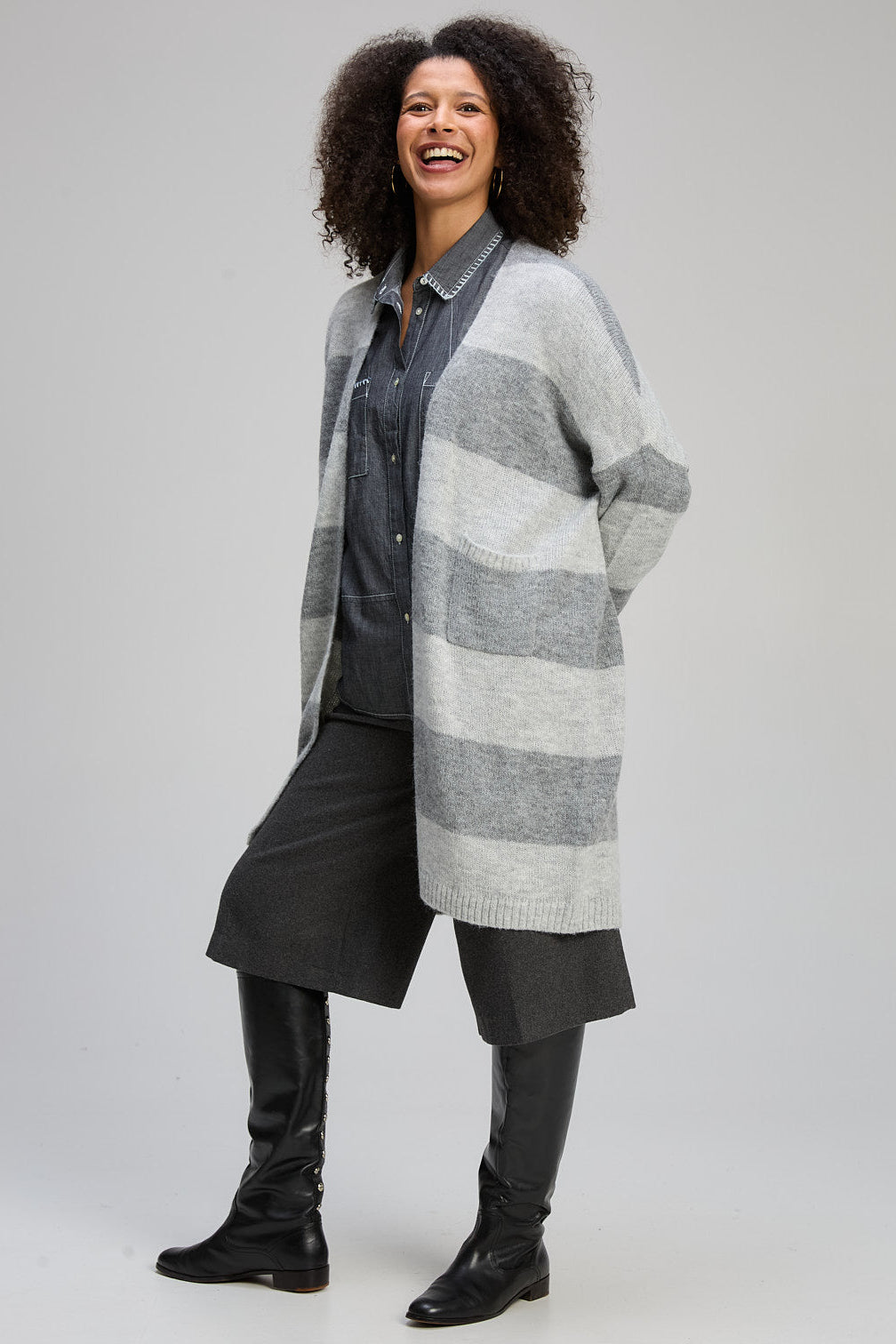 Z&P LL LUXE CARDI - DOVE - THE VOGUE STORE