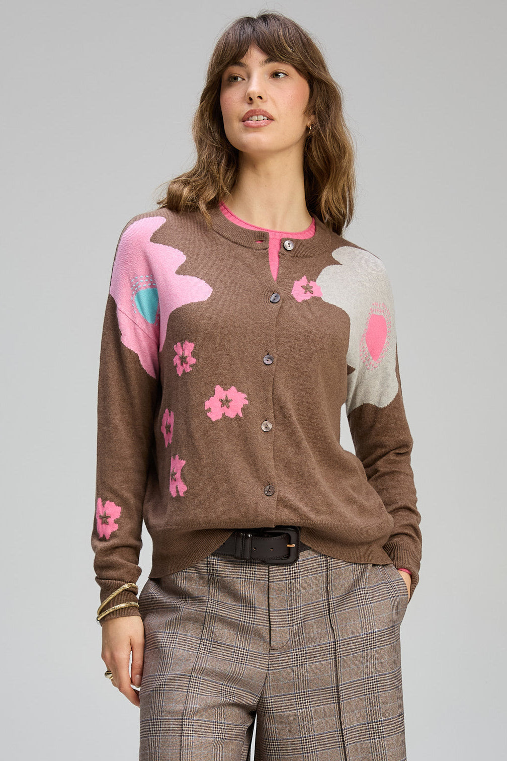 Z&P PETAL PLAY CARDI - BARK - THE VOGUE STORE