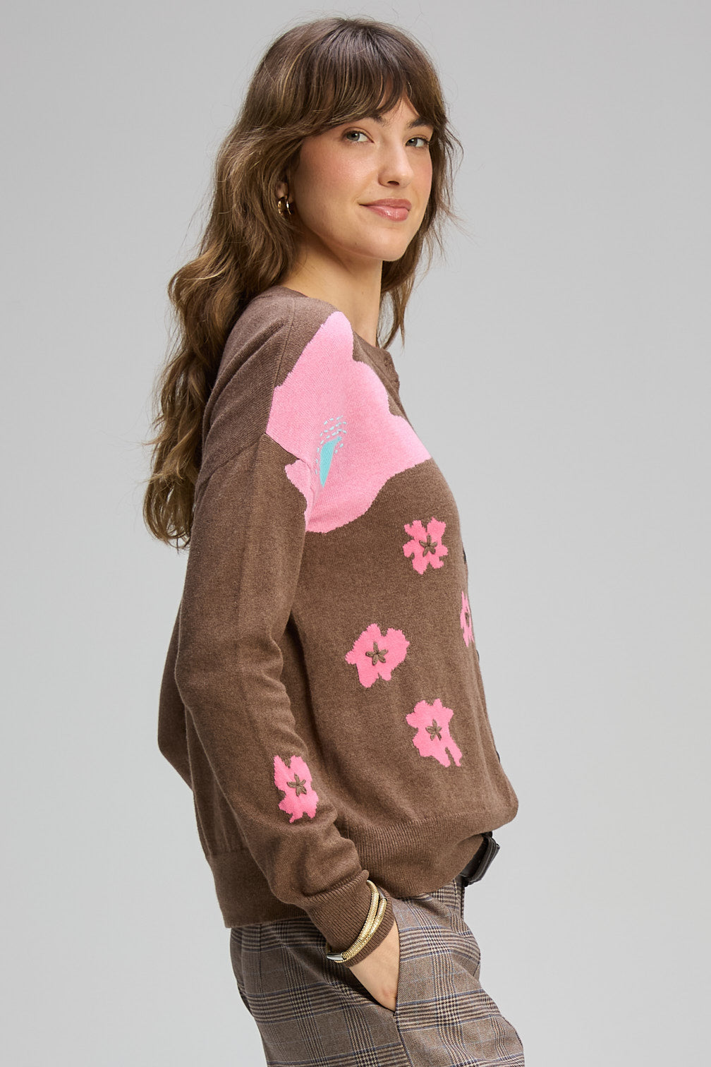 Z&P PETAL PLAY CARDI - BARK - THE VOGUE STORE