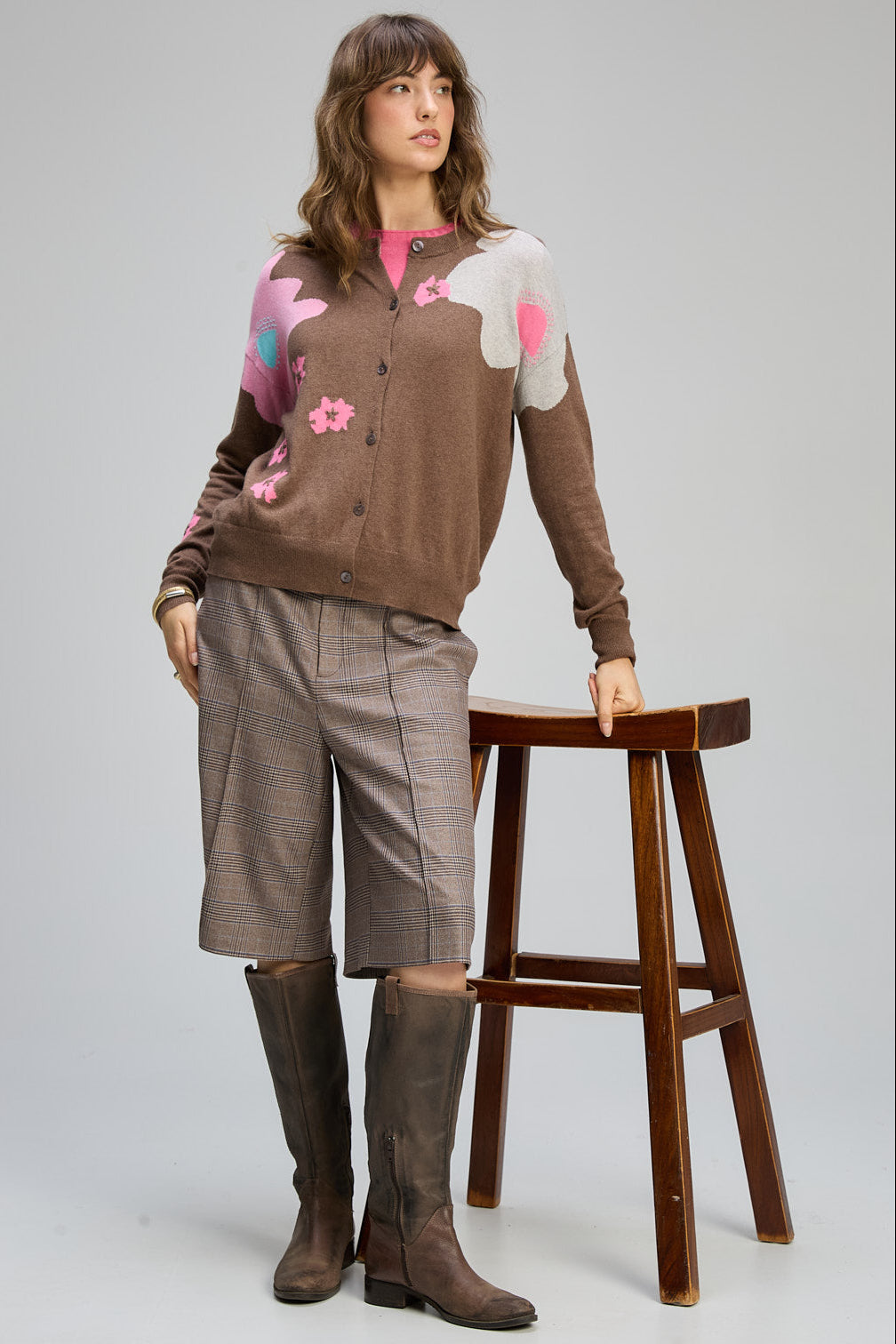 Z&P PETAL PLAY CARDI - BARK - THE VOGUE STORE