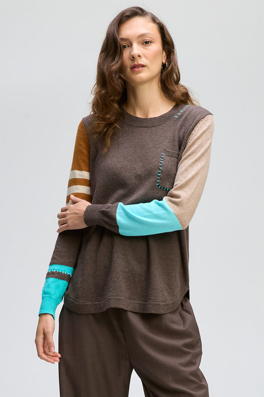 Z&P POCKET DETAIL JUMPER - MOCHA - THE VOGUE STORE