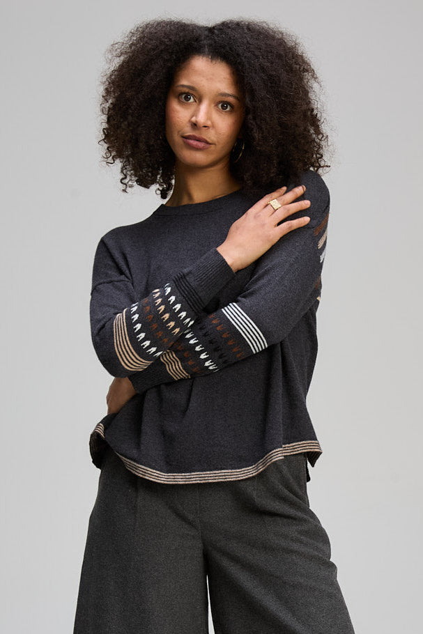 Z&P TEXTURED SWING JUMPER - CHARCOAL - THE VOGUE STORE