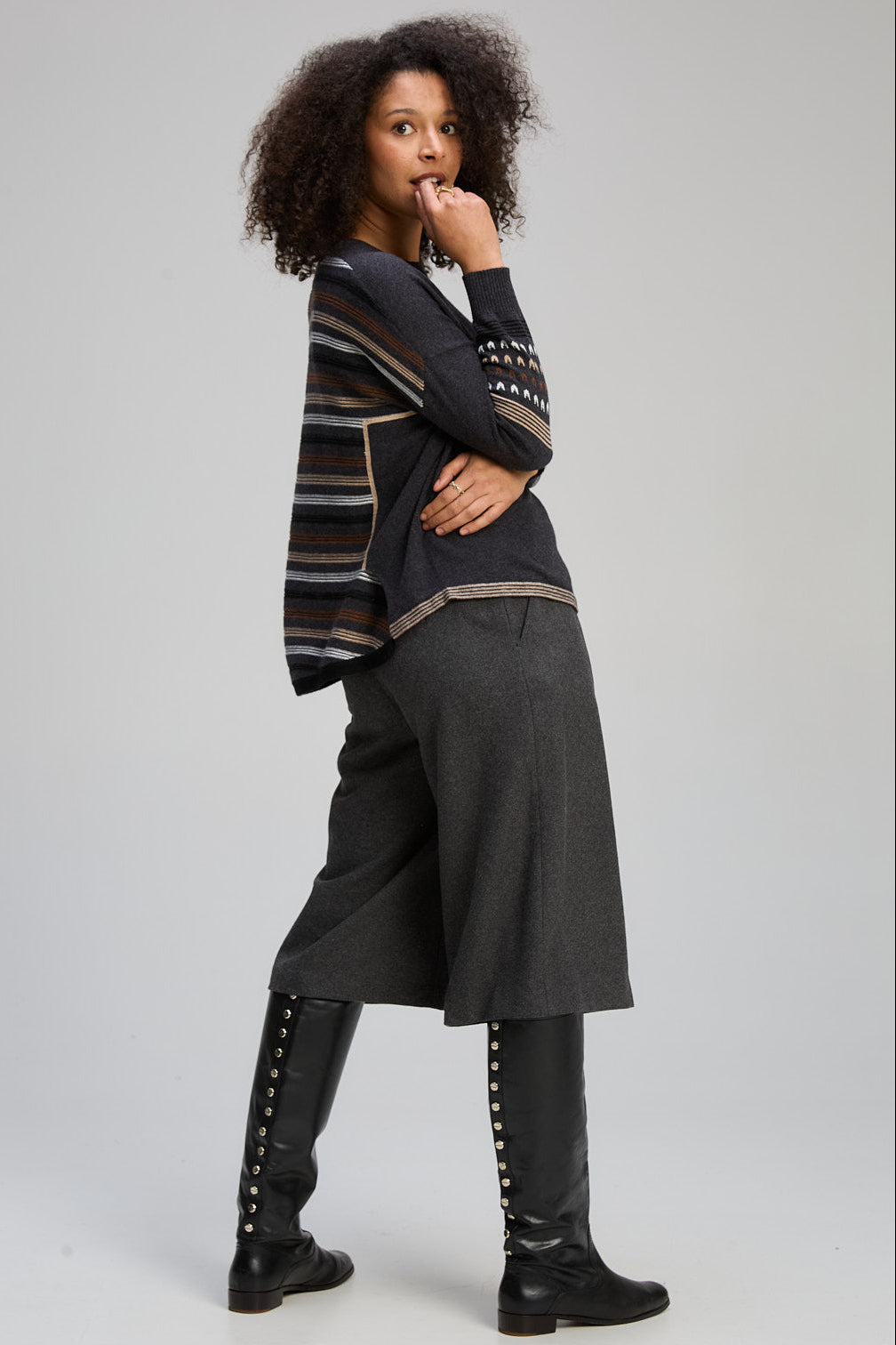 Z&P TEXTURED SWING JUMPER - CHARCOAL - THE VOGUE STORE