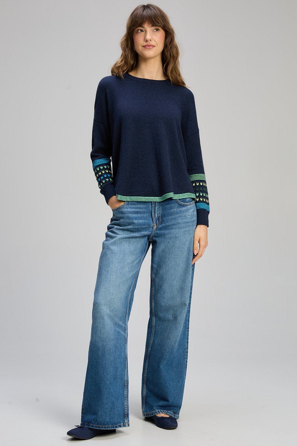 Z&P TEXTURED SWING JUMPER - DARK DENIM - THE VOGUE STORE