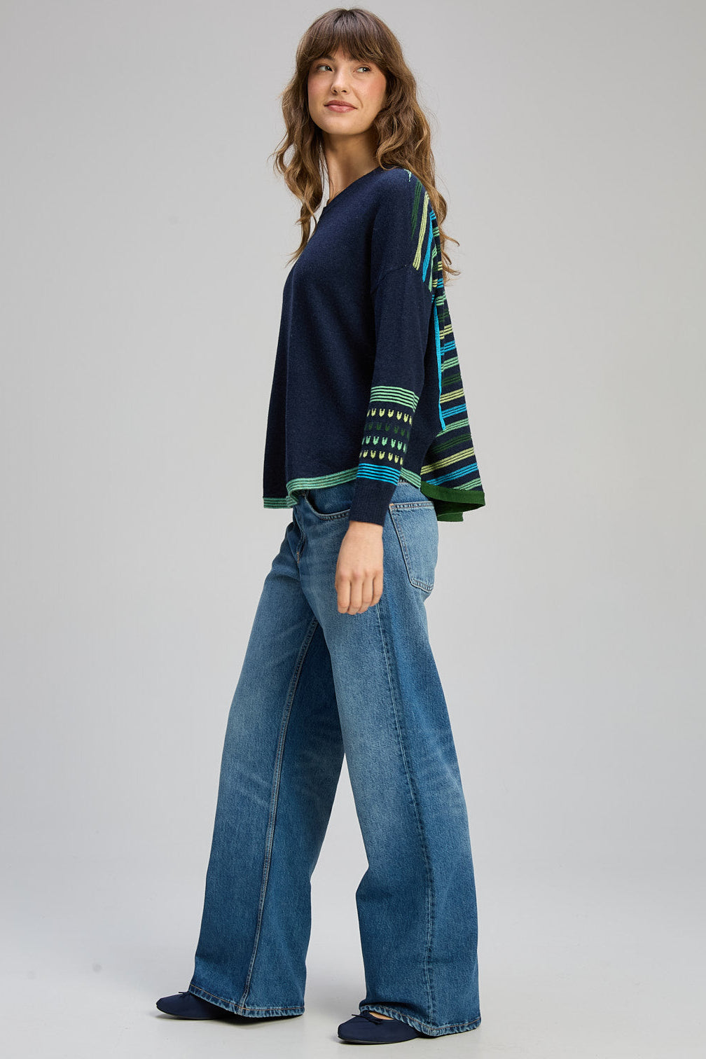 Z&P TEXTURED SWING JUMPER - DARK DENIM - THE VOGUE STORE