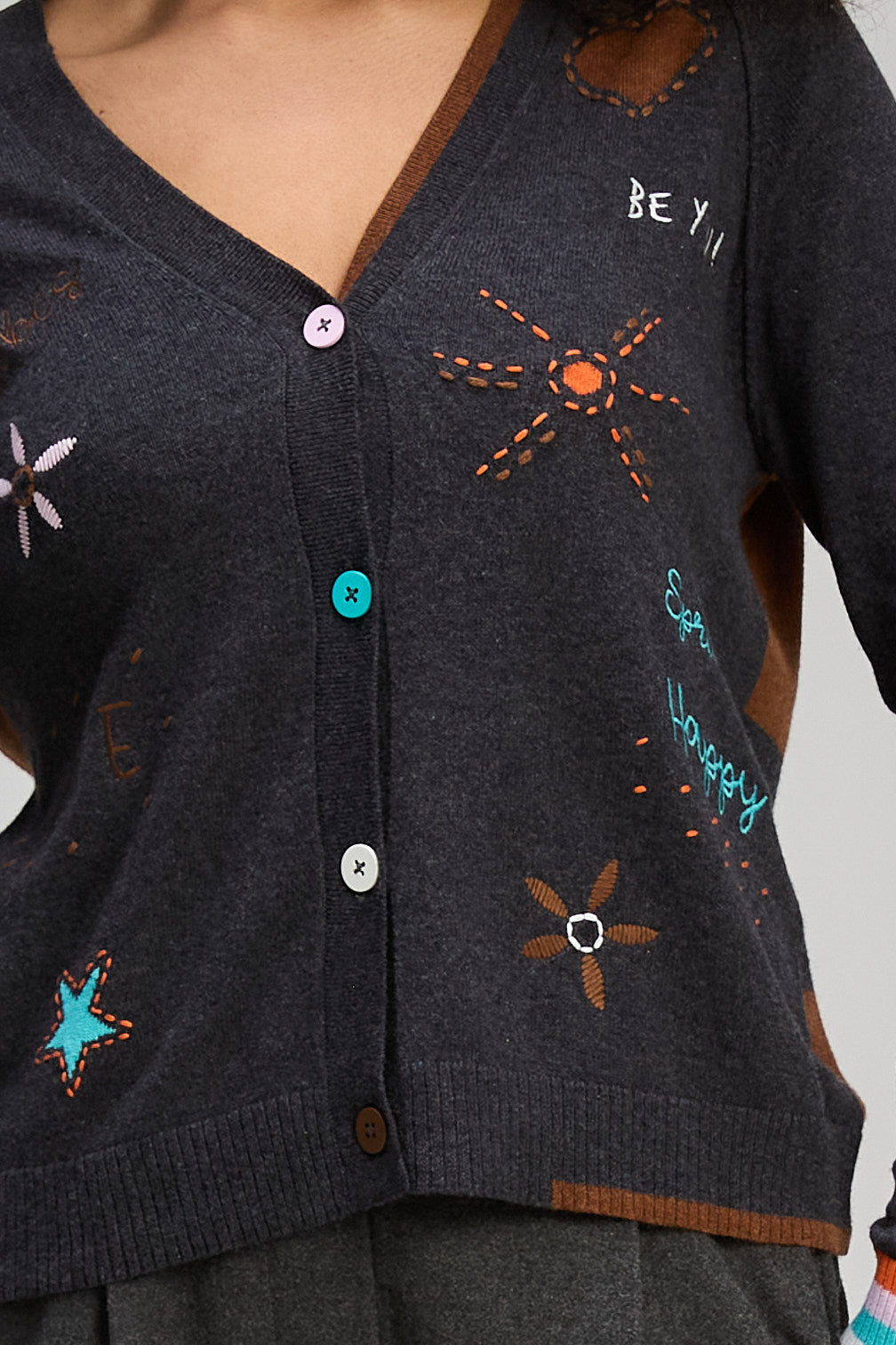 Z&P GOOD ENERGY CARDI - CHARCOAL - THE VOGUE STORE