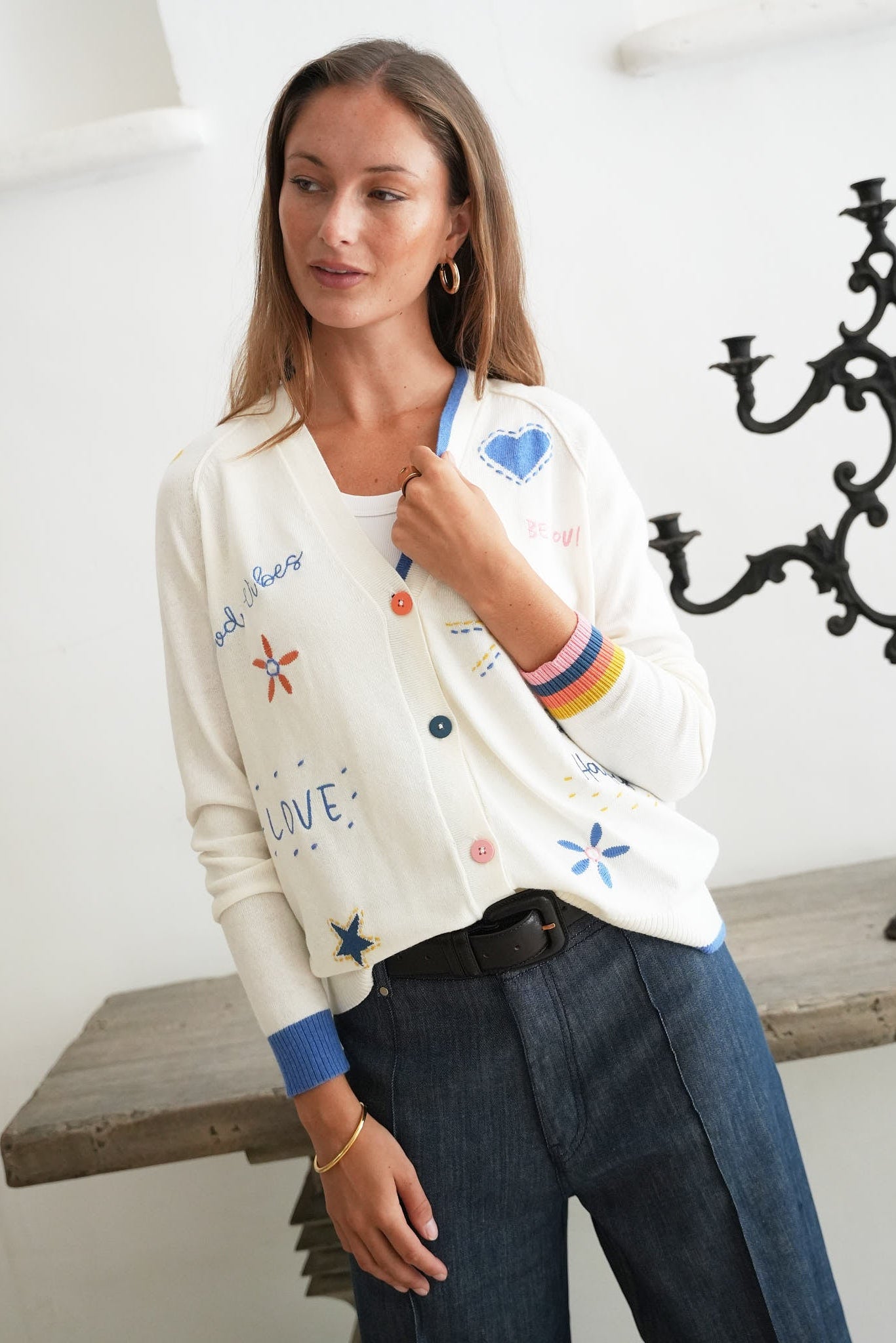 Z&P GOOD ENERGY CARDI - WINTER WHITE - THE VOGUE STORE