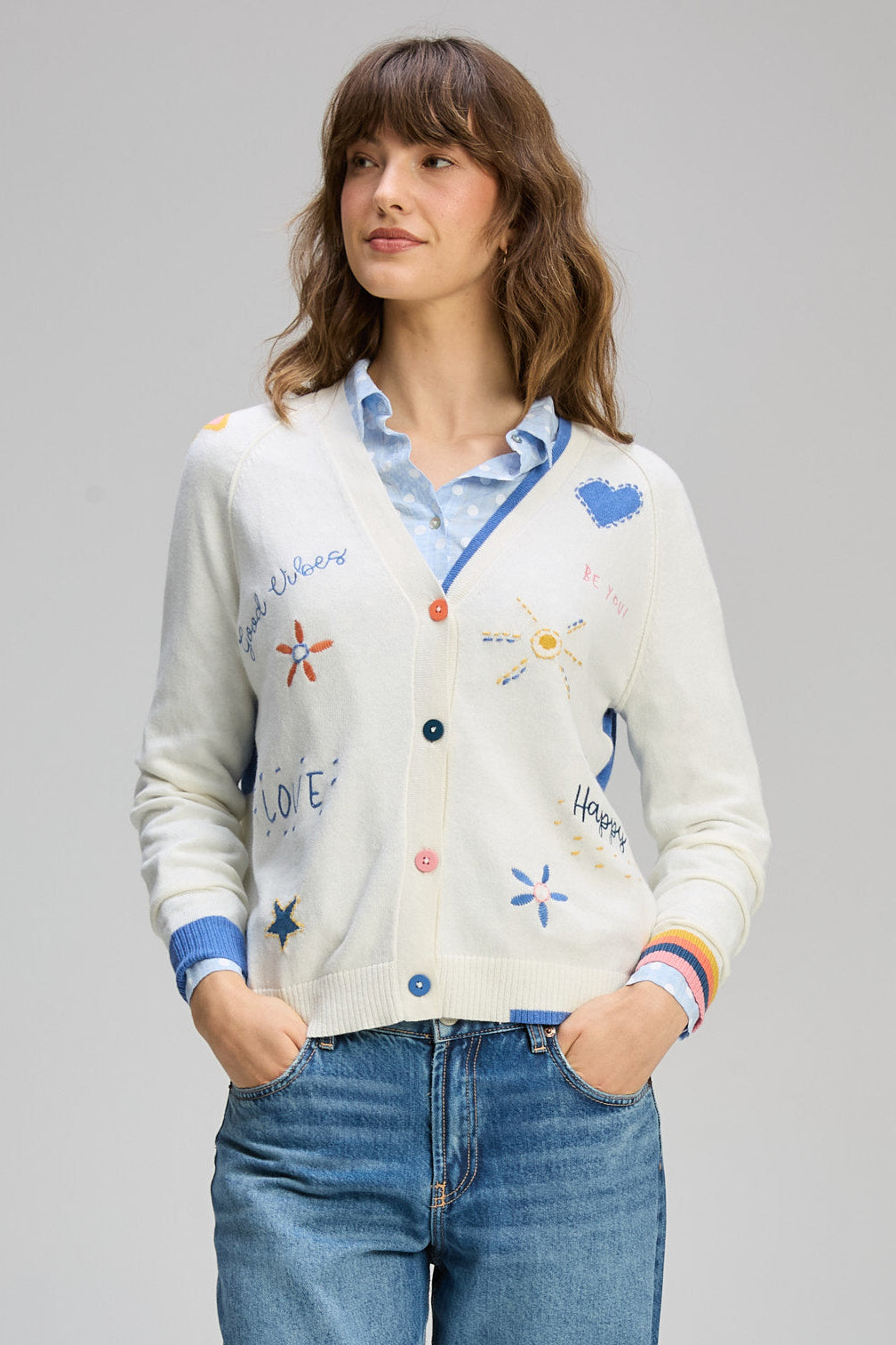 Z&P GOOD ENERGY CARDI - WINTER WHITE - THE VOGUE STORE