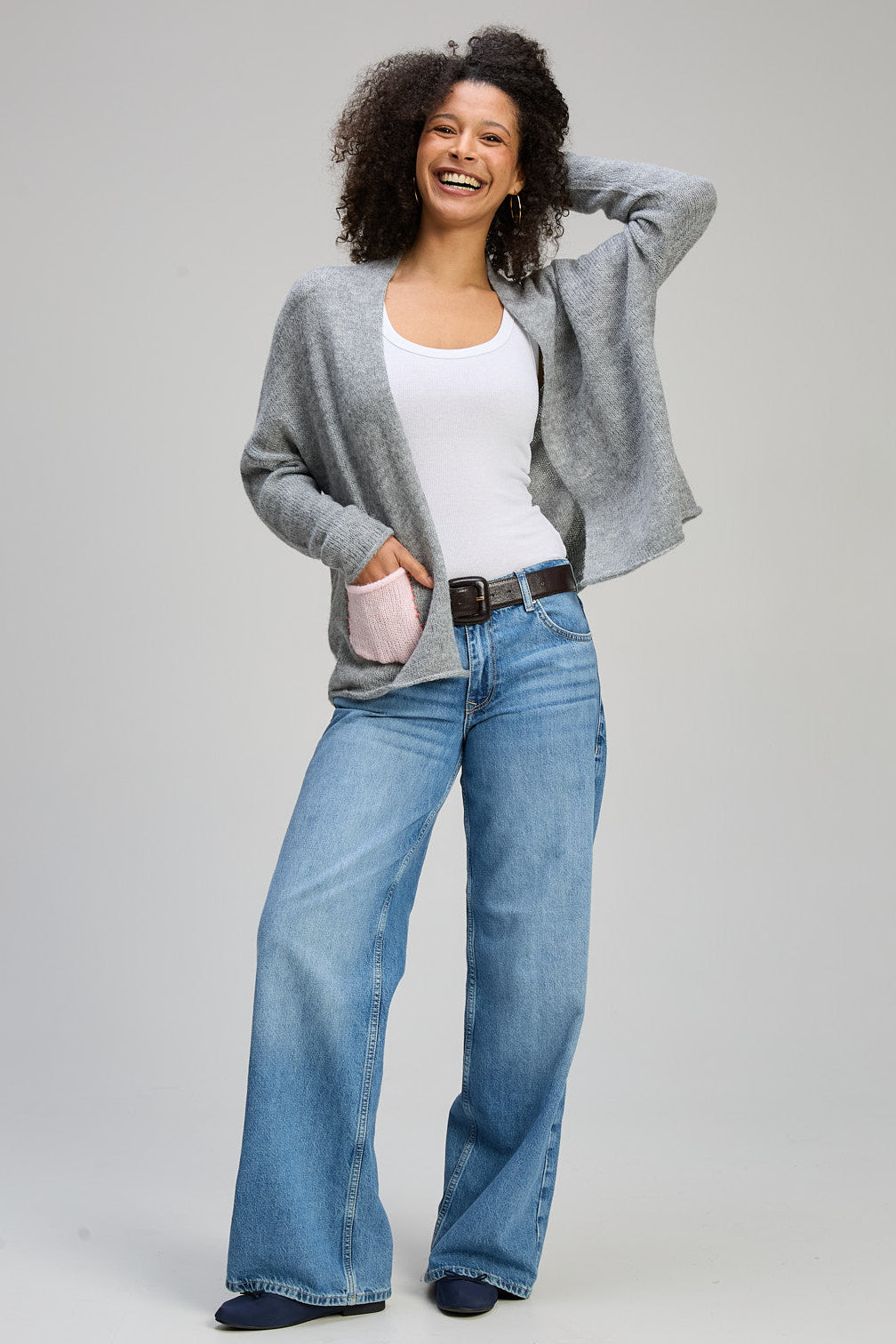 Z&P BLOOM BACK CARDI - DOVE - THE VOGUE STORE