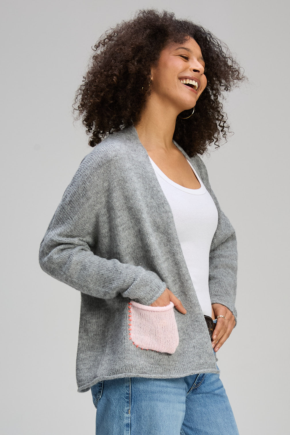 Z&P BLOOM BACK CARDI - DOVE - THE VOGUE STORE