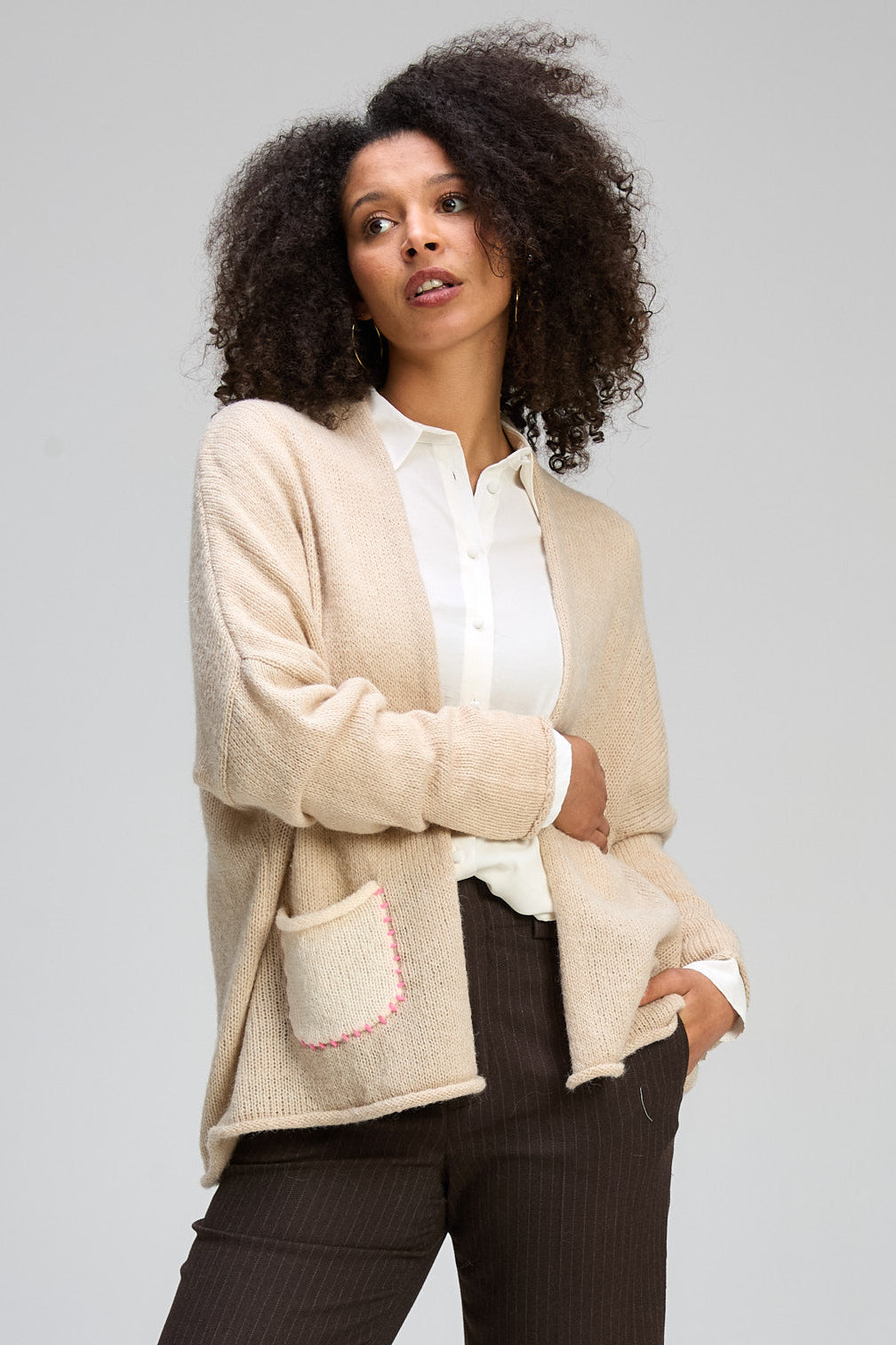 Z&P BLOOM BACK CARDI - MINK - THE VOGUE STORE