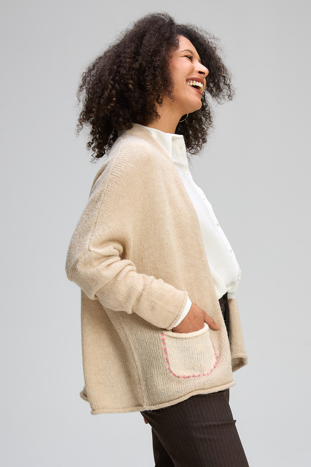 Z&P BLOOM BACK CARDI - MINK - THE VOGUE STORE