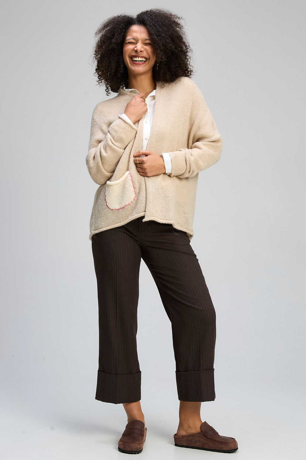 Z&P BLOOM BACK CARDI - MINK - THE VOGUE STORE