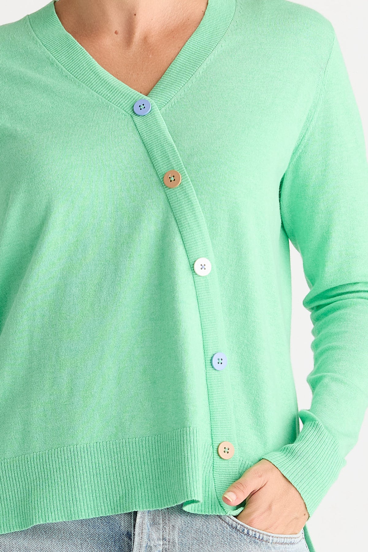 Z&P BUTTON ANGLE TOP - JELLY MINT - THE VOGUE STORE