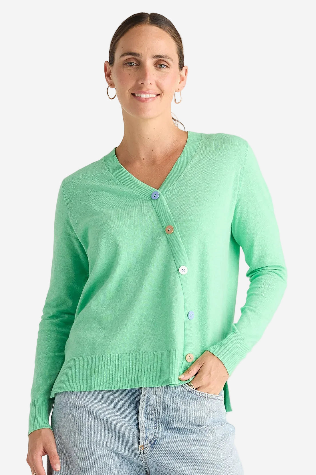Z&P BUTTON ANGLE TOP - JELLY MINT - THE VOGUE STORE