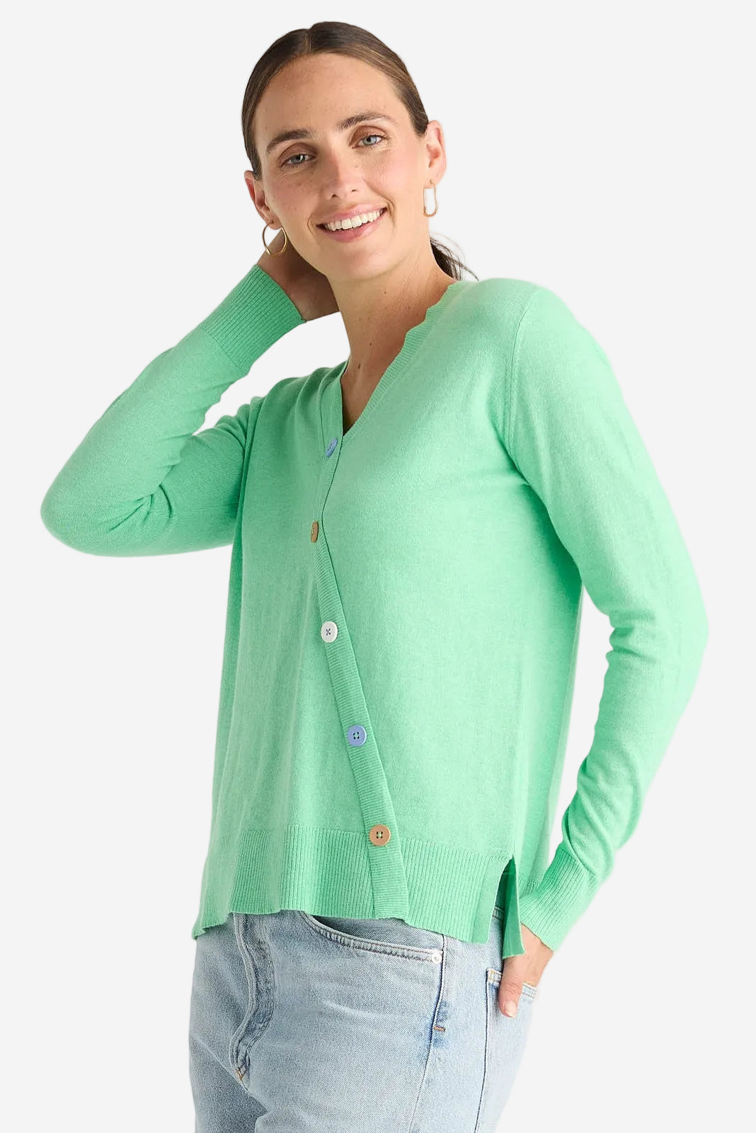 Z&P BUTTON ANGLE TOP - JELLY MINT - THE VOGUE STORE