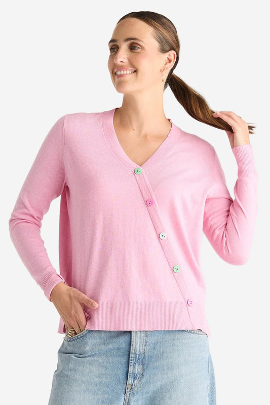 Z&P BUTTON ANGLE TOP - TICKLED PINK - THE VOGUE STORE