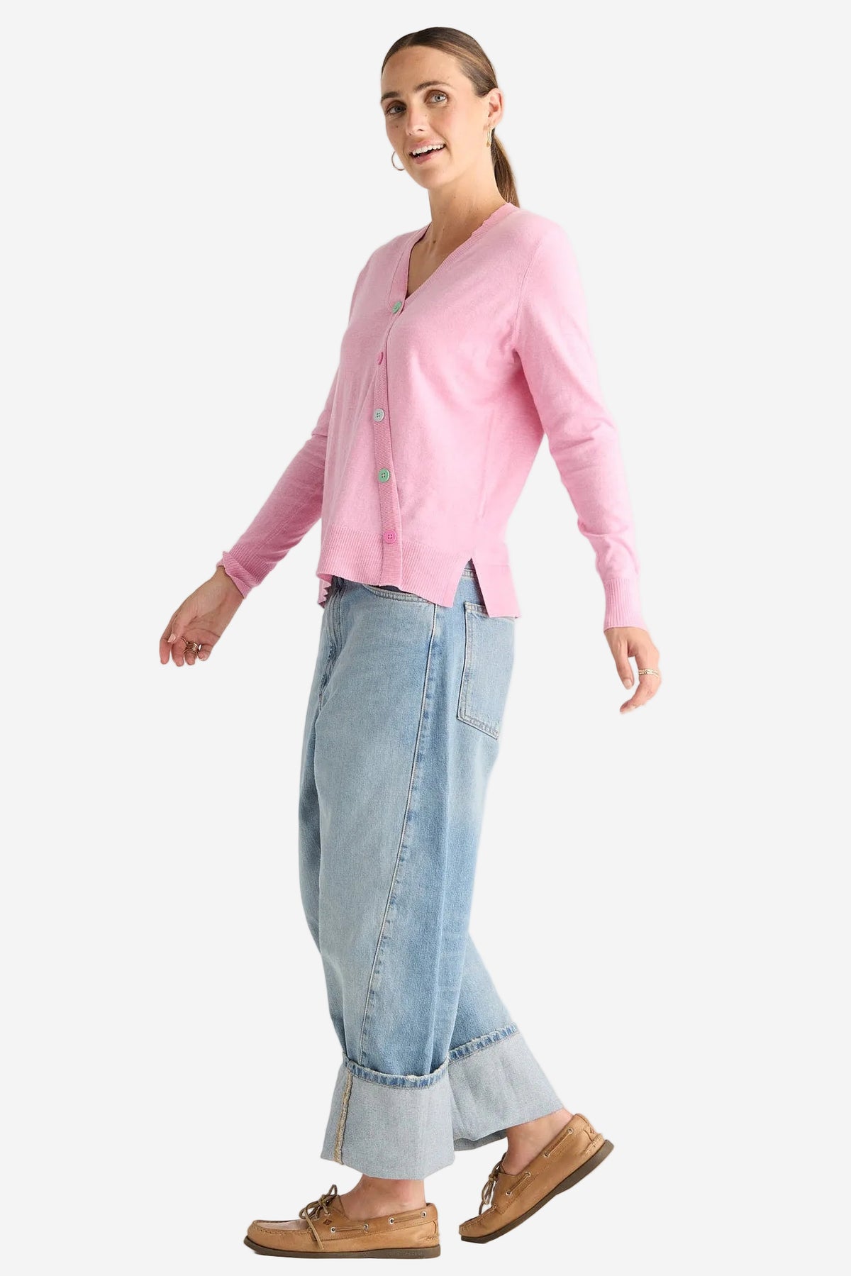 Z&P BUTTON ANGLE TOP - TICKLED PINK - THE VOGUE STORE