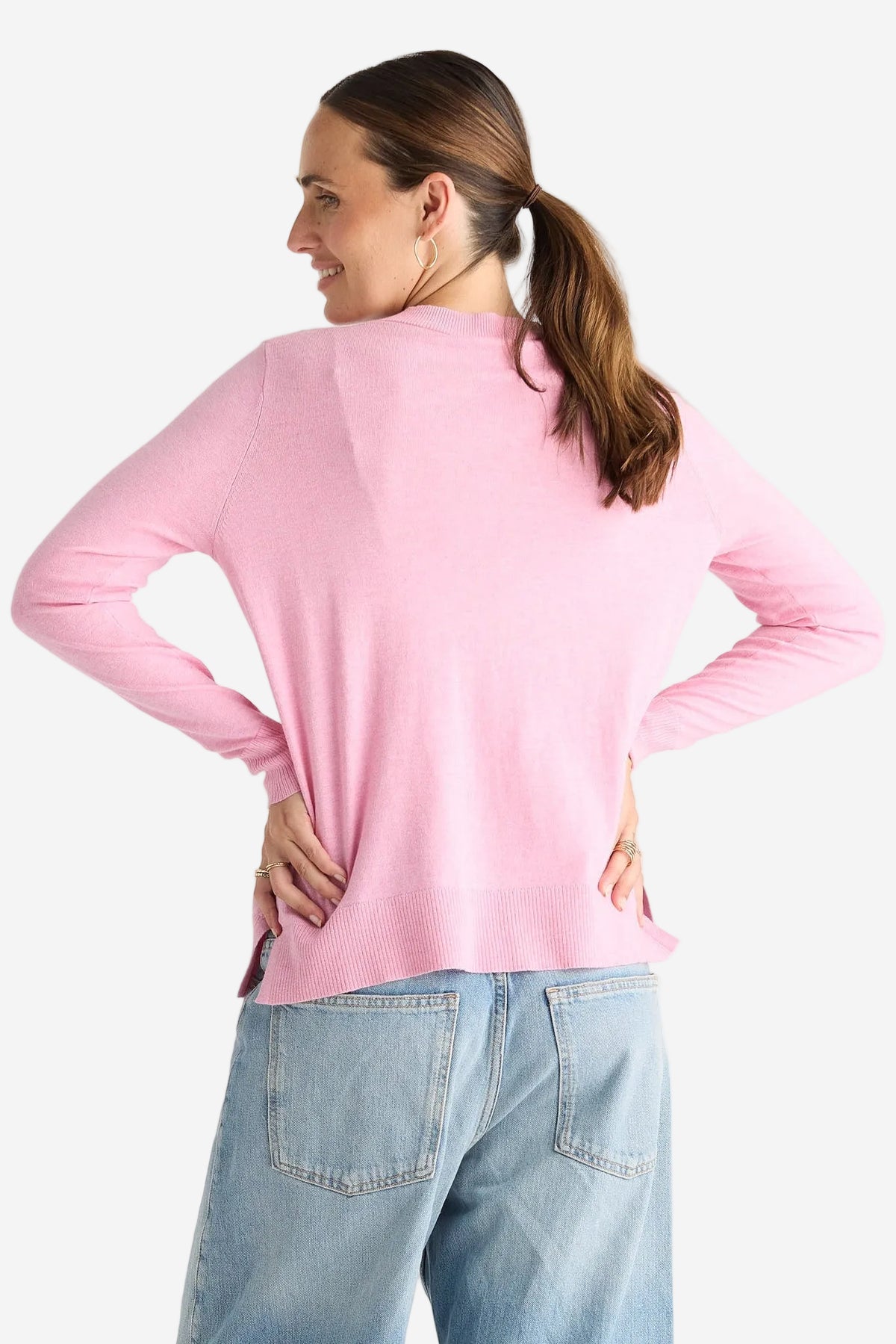 Z&P BUTTON ANGLE TOP - TICKLED PINK - THE VOGUE STORE