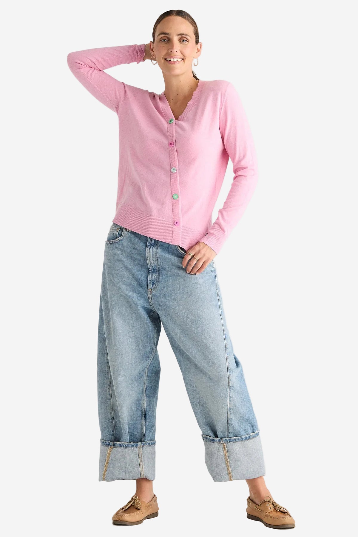 Z&P BUTTON ANGLE TOP - TICKLED PINK - THE VOGUE STORE
