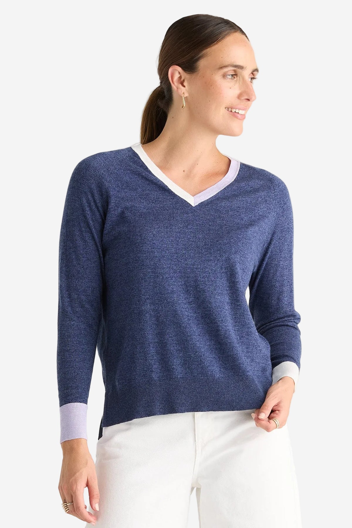 Z&P V ACCENT JUMPER - DENIM - THE VOGUE STORE