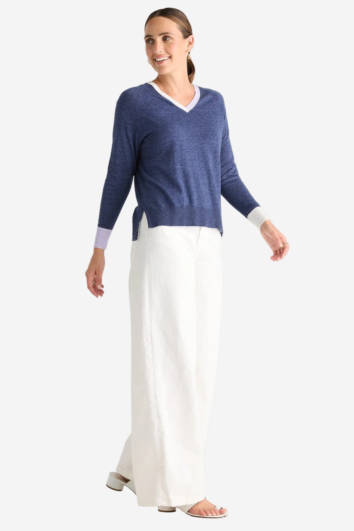 Z&P V ACCENT JUMPER - DENIM - THE VOGUE STORE
