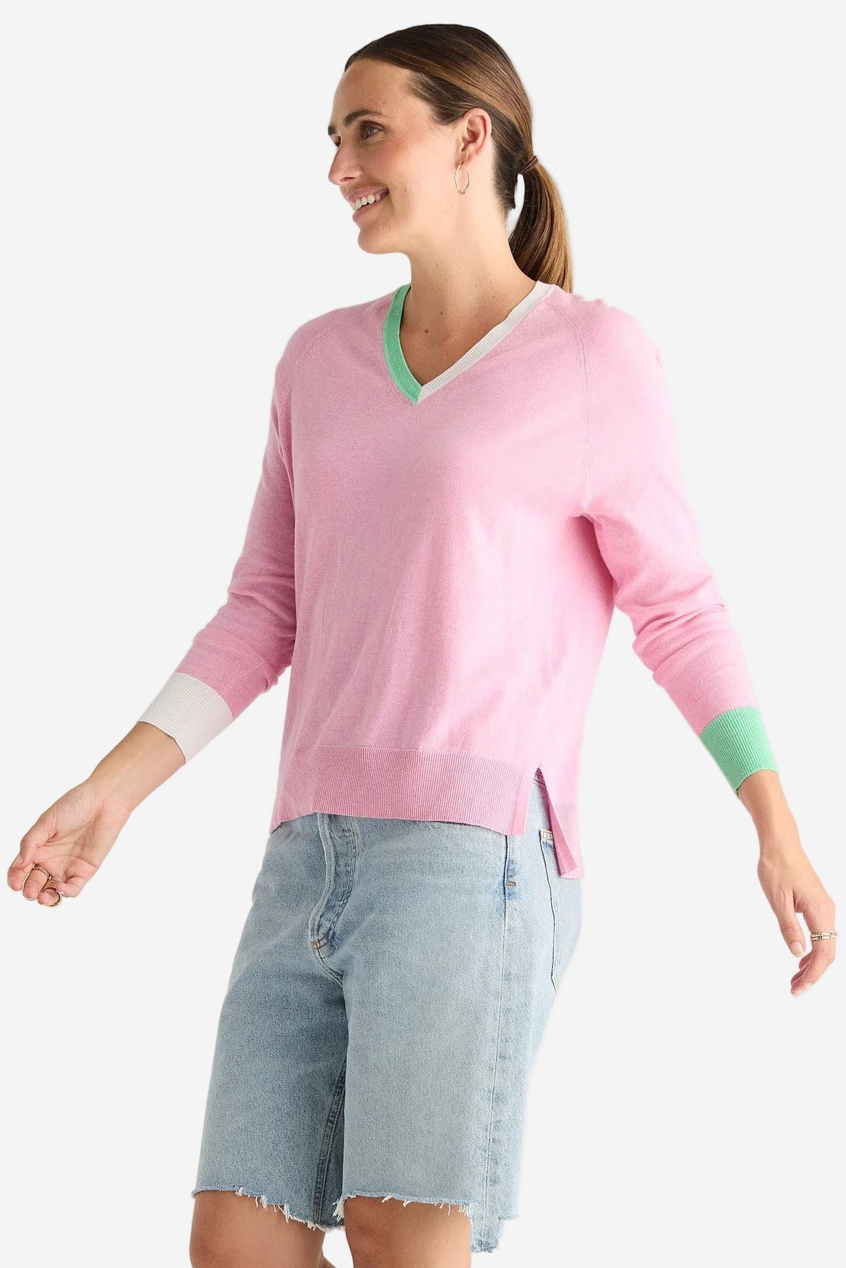 Z&P V ACCENT JUMPER - TICKLED PINK - THE VOGUE STORE
