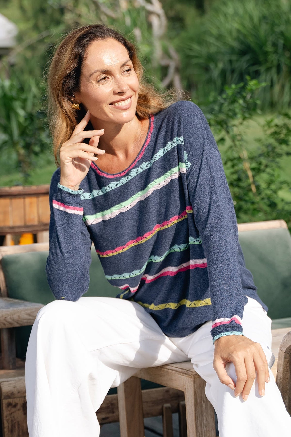 Z&P LACE POP JUMPER - DENIM - THE VOGUE STORE