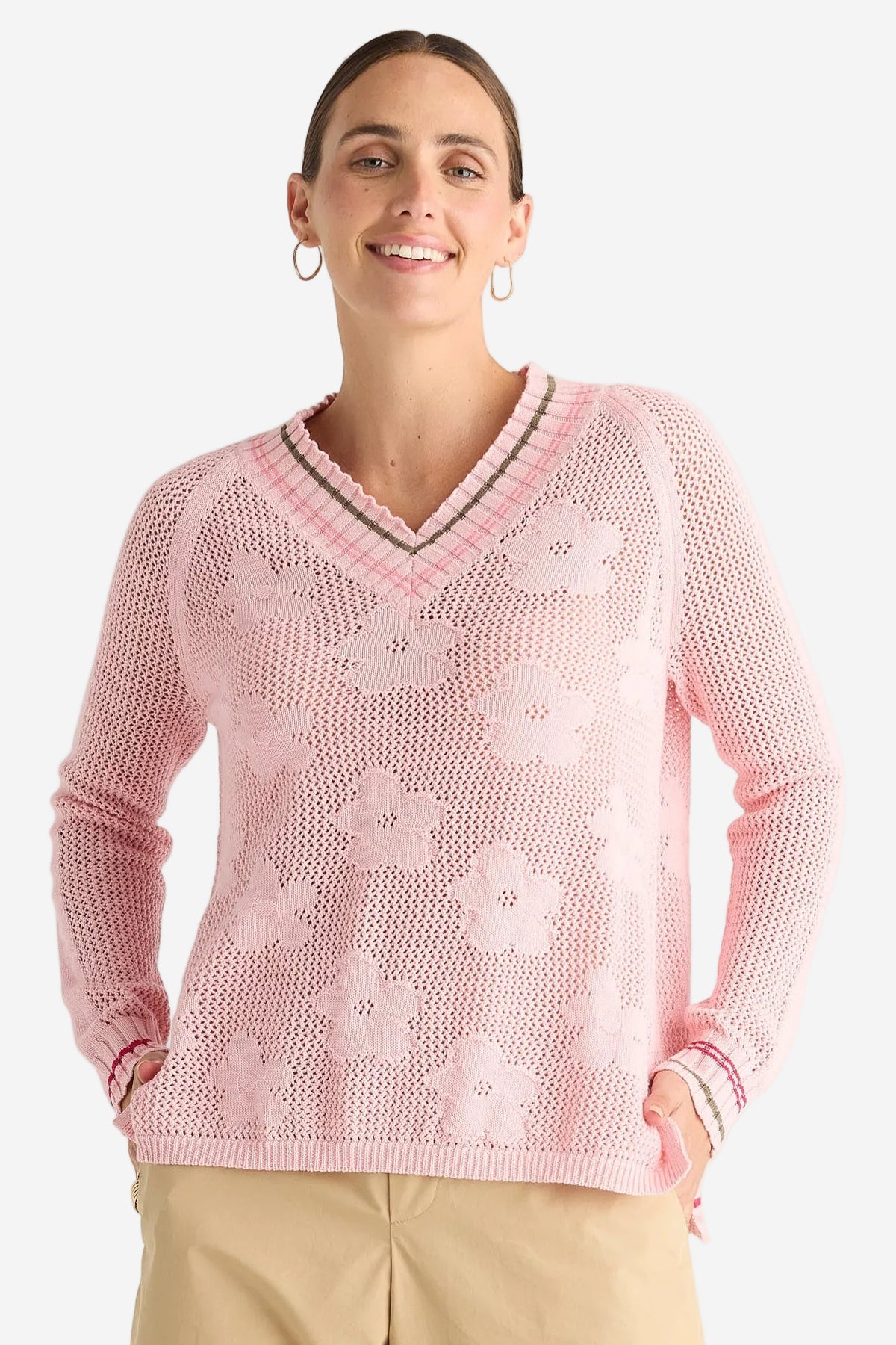 Z&P FLORAL POINTELLE VEE - BLUSH - THE VOGUE STORE