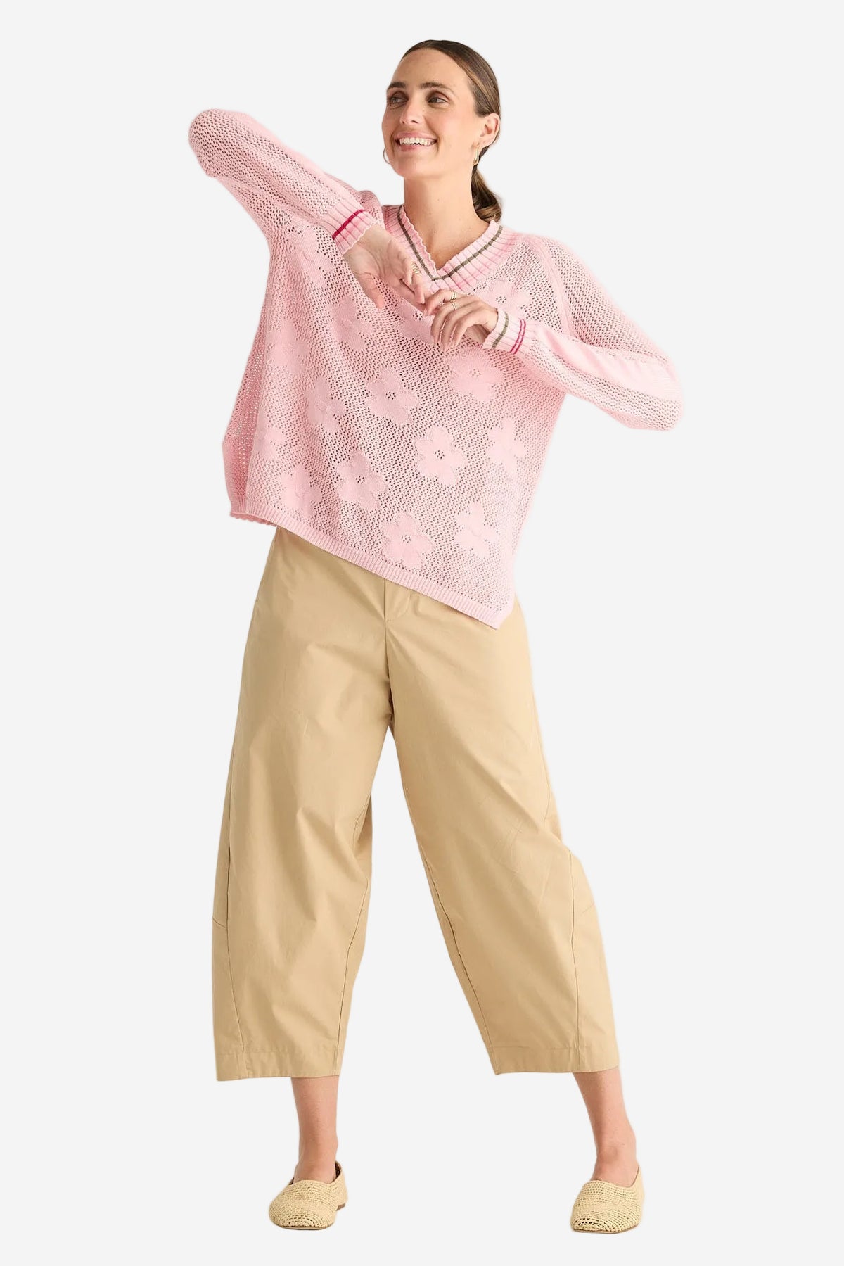 Z&P FLORAL POINTELLE VEE - BLUSH - THE VOGUE STORE