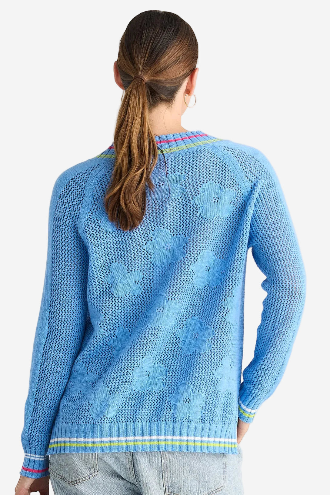 Z&P FLORAL POINTELLE VEE - CORNFLOWER - THE VOGUE STORE