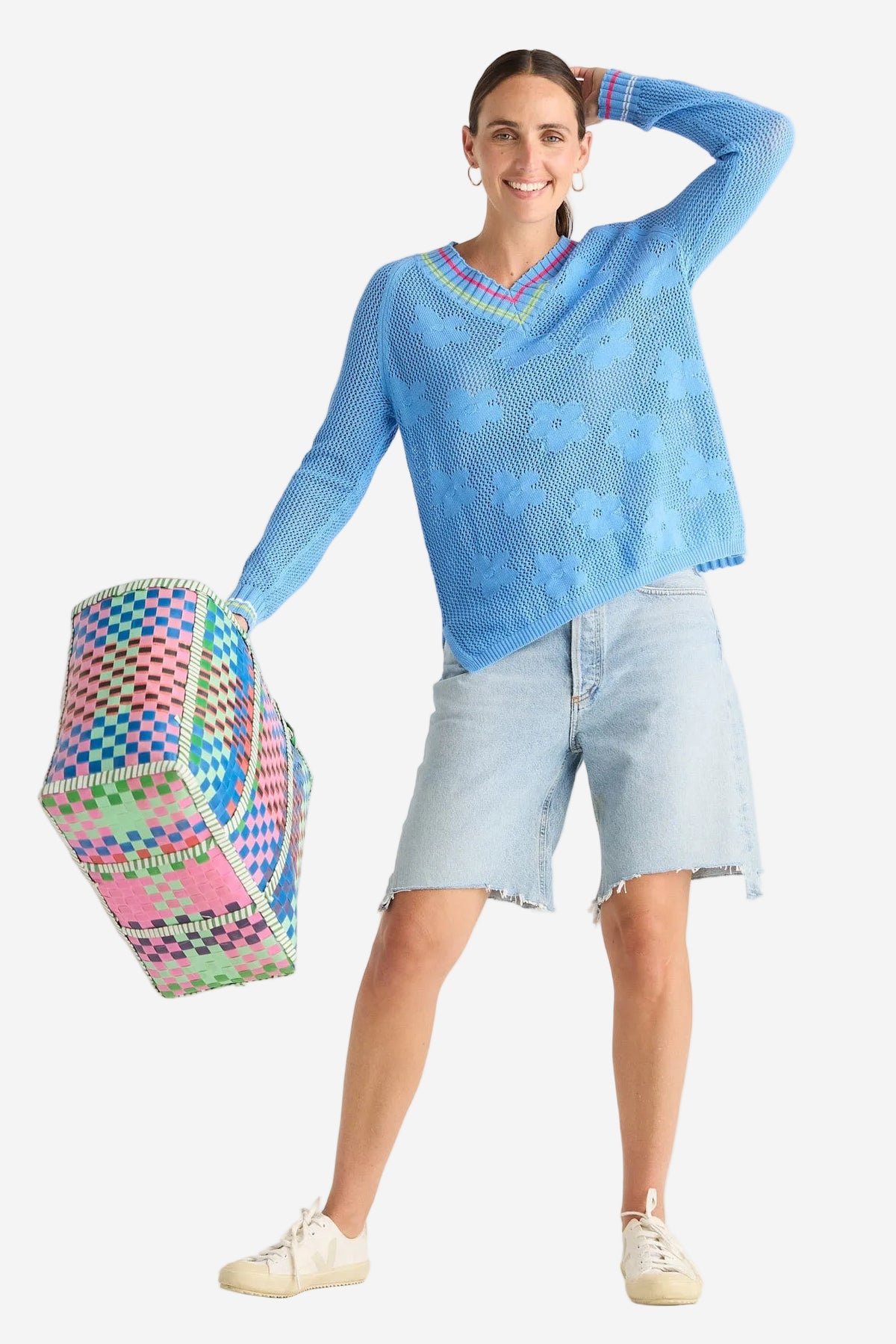 Z&P FLORAL POINTELLE VEE - CORNFLOWER - THE VOGUE STORE