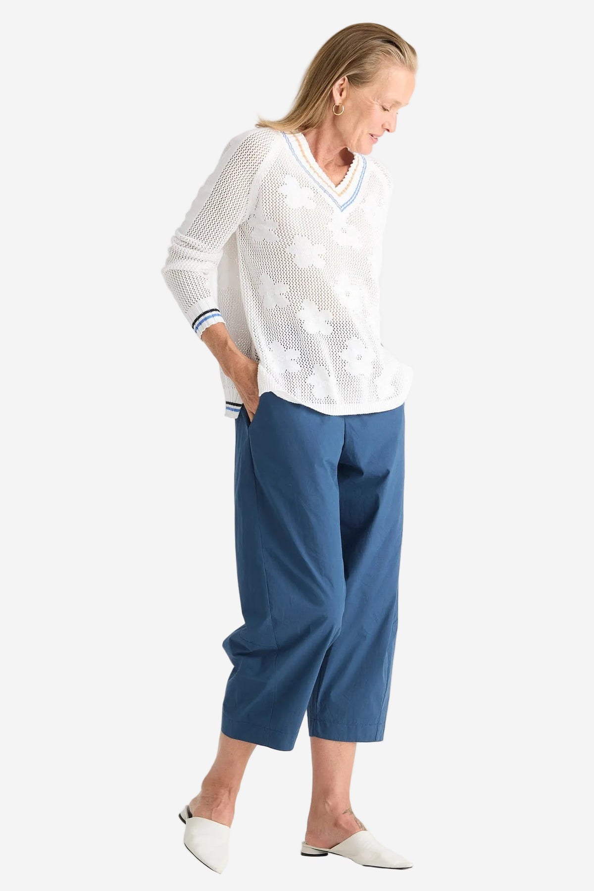 Z&P FLORAL POINTELLE VEE - WHITE - THE VOGUE STORE