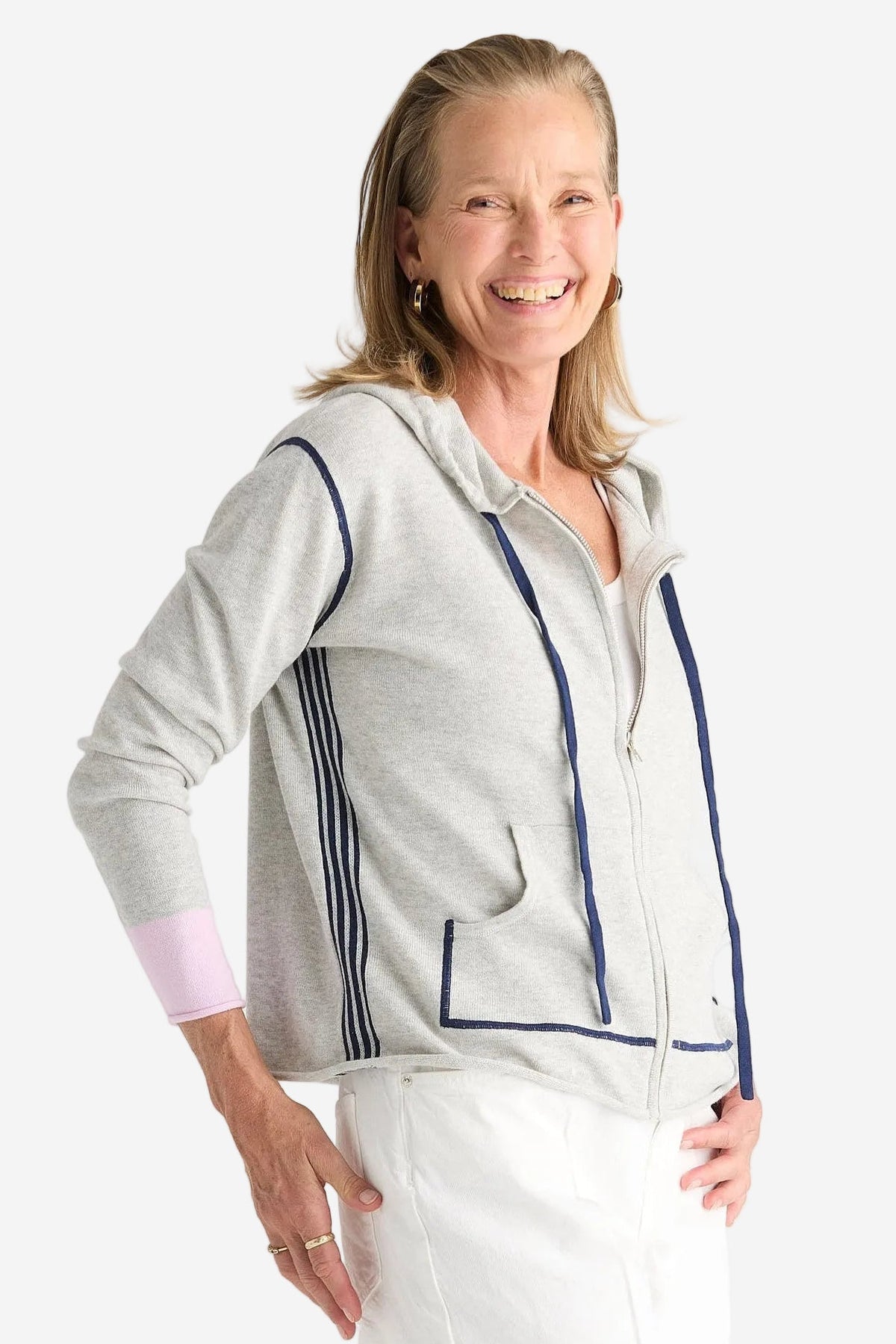 Z&P SPORTS HOODIE - LT MARL - THE VOGUE STORE