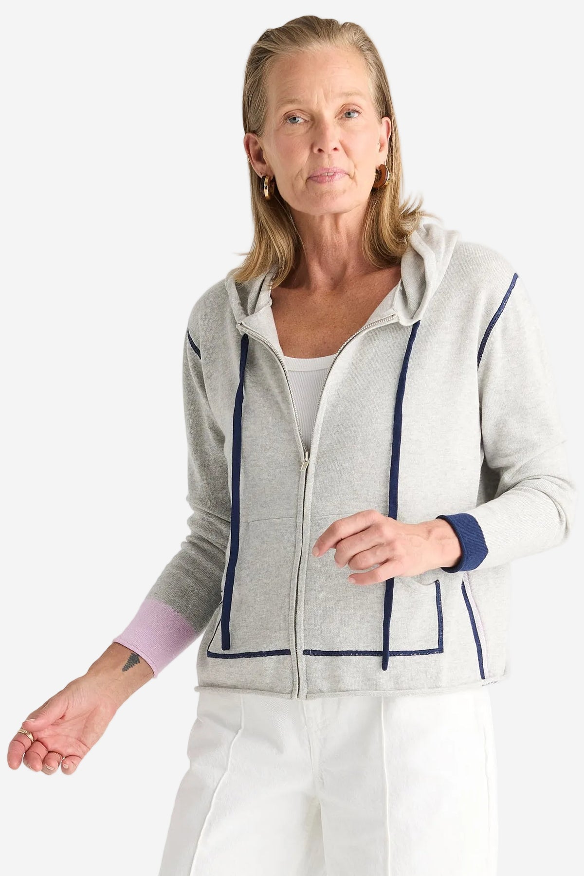 Z&P SPORTS HOODIE - LT MARL - THE VOGUE STORE