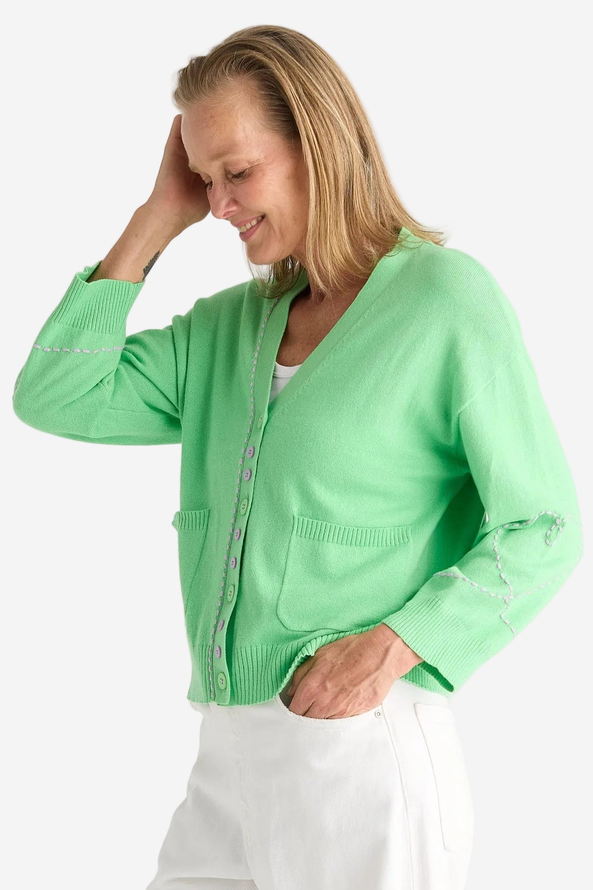 Z&P SWEET HEART CARDI - APPLE - THE VOGUE STORE