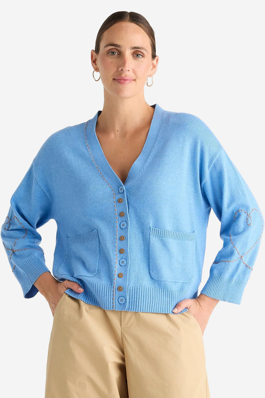 Z&P SWEET HEART CARDI - BLUEBELL - THE VOGUE STORE