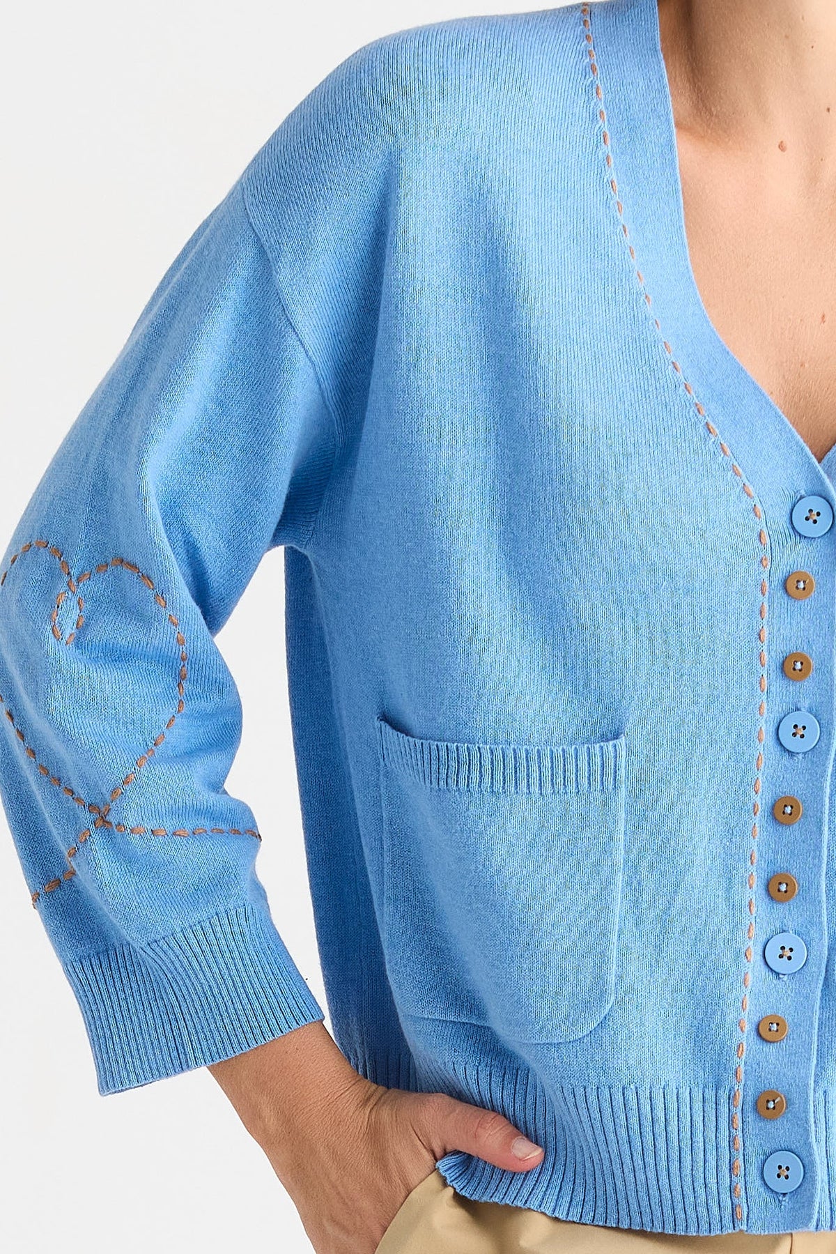 Z&P SWEET HEART CARDI - BLUEBELL - THE VOGUE STORE