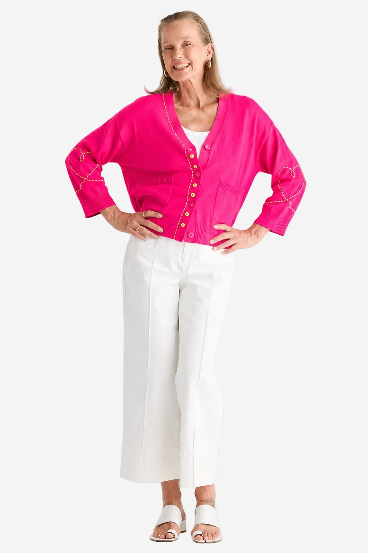 Z&P SWEET HEART CARDI - POP PINK - THE VOGUE STORE