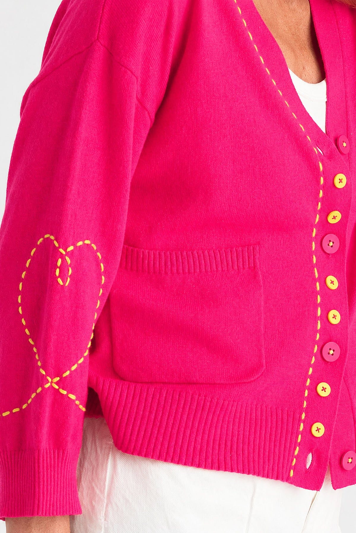 Z&P SWEET HEART CARDI - POP PINK - THE VOGUE STORE