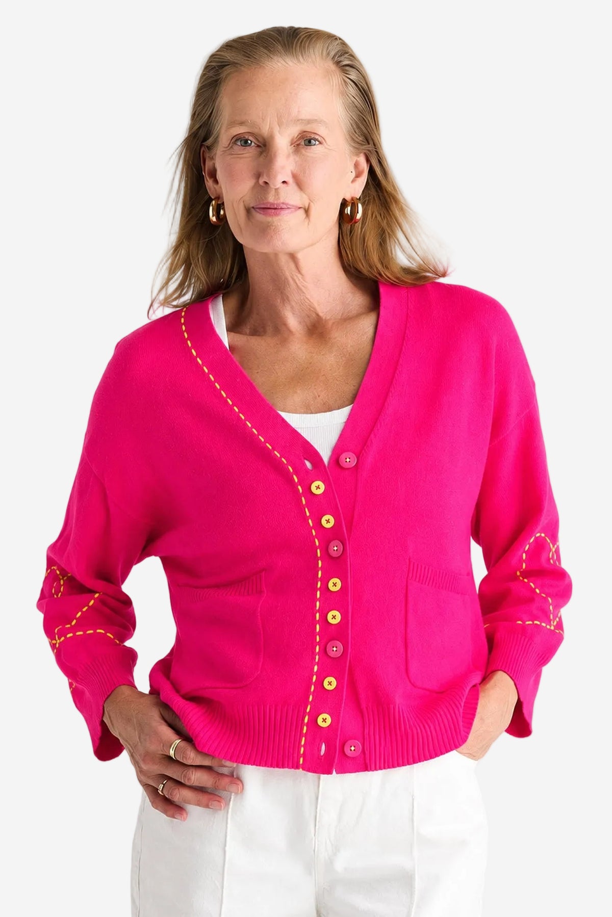 Z&P SWEET HEART CARDI - POP PINK - THE VOGUE STORE