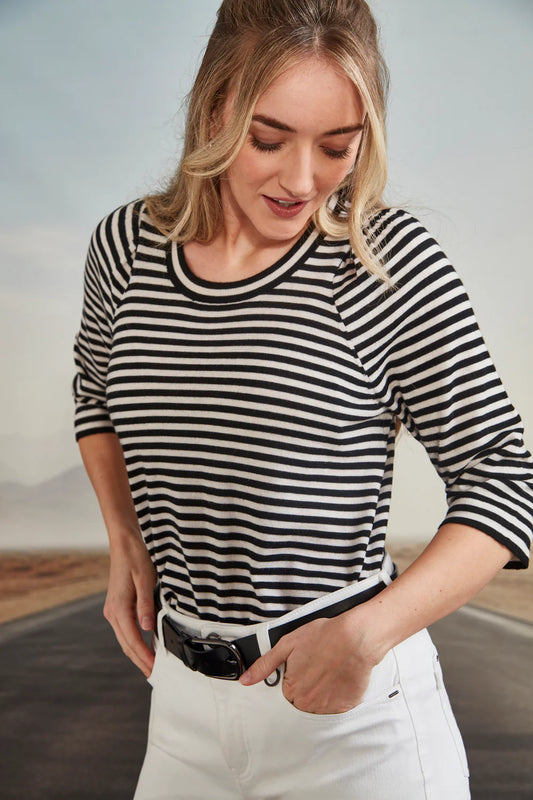 VERGE ZOE TOP - BLACK STRIPE - THE VOGUE STORE
