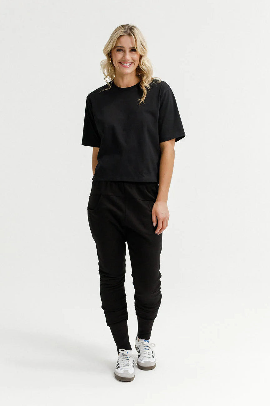 HOMELEE WINTER APARTMENT PANTS - BLACK GRAPHITE DAISY X - THE VOGUE STORE