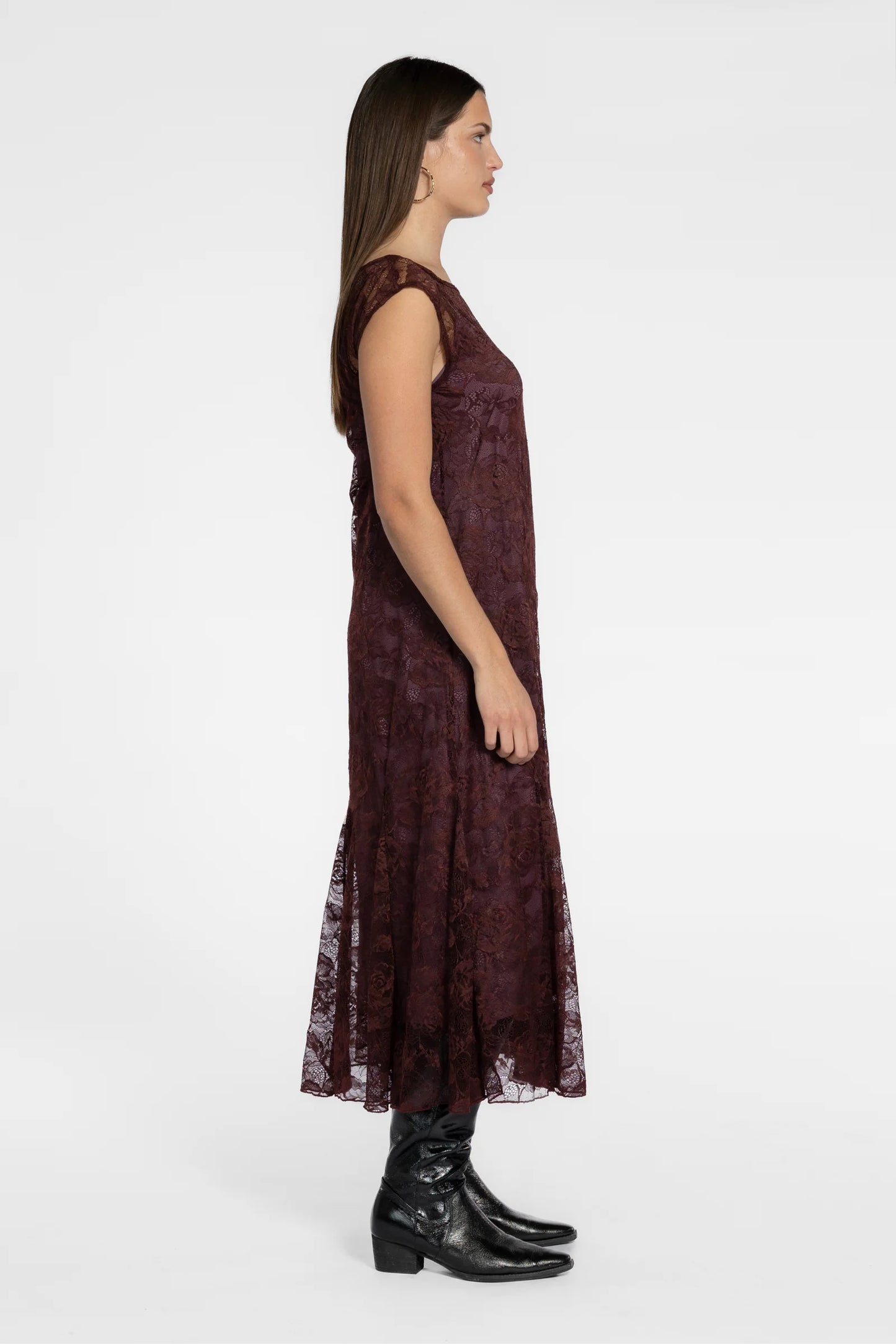 REPERTOIRE BOWIE LACE DRESS - RAISIN - THE VOGUE STORE