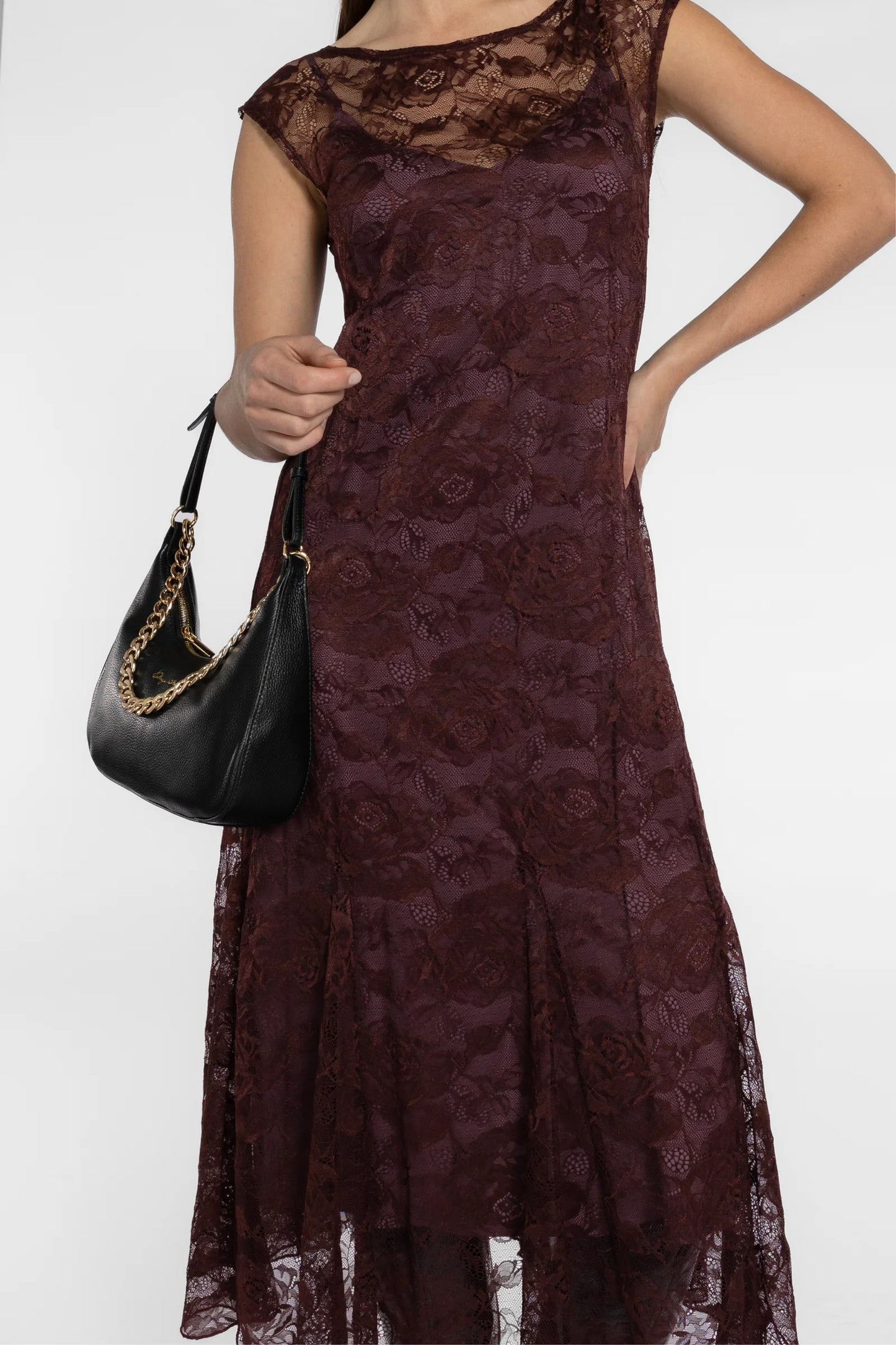REPERTOIRE BOWIE LACE DRESS - RAISIN - THE VOGUE STORE